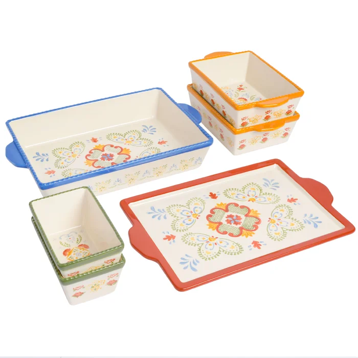 Hand+Painted+Dinnerware+Set,+6-Piece+Bakeware+Set+(3.9Qt_2X1.6Qt_.67Qt_15.7_+),+Assorted (2)