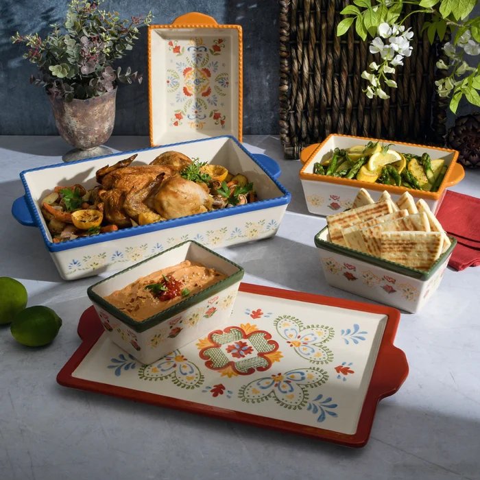 Hand+Painted+Dinnerware+Set,+6-Piece+Bakeware+Set+(3.9Qt_2X1.6Qt_.67Qt_15.7_+),+Assorted