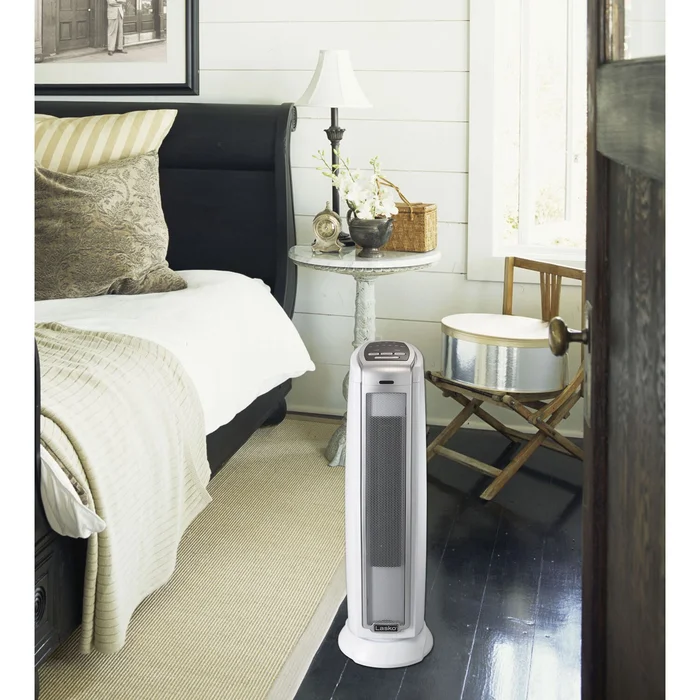Ceramic+1,500+Watt+Portable+Electric+Fan+Tower+Heater+with+Thermostat